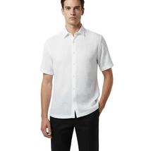 Mens Stacy Adams Italian Style Knit Woven Shirt Short Sleeves 3128 Pure White image 6