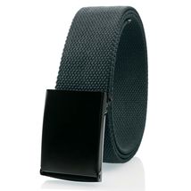 Dark Gray Canvas Web Belt with Black Flip Top Buckle Unisex Fully Adjustable - £12.50 GBP