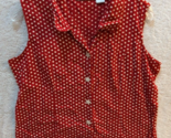 Dress Barn women&#39;s red white stars sleeveless button front top shirt L l... - £11.76 GBP