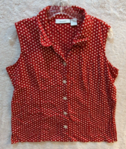 Dress Barn women&#39;s red white stars sleeveless button front top shirt L l... - $14.84