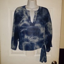 New York &amp; Co Pullover Dolman Sleeve V-Neck Side Tie Tie Dye Blouse Top - £7.62 GBP