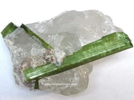 4 inch long Green Tourmaline Crystal in Matrix, Natural Green Tourmaline... - $1,012.00