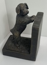Adorable Puppy Dog Bookend By SPI Looking Over Brick Wall Fence 7.5” - $13.55