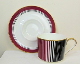 Vintage Burgundy and Black Cup and Saucer Daniel Hechter 9 x 7.25 Inch - £12.52 GBP