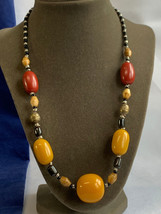 Santo Domingo Style Beaded Necklace 25.5&quot; Fashion Statement Jewelry Hook Clasp - £31.61 GBP