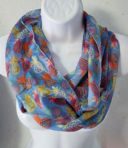 Infinity Scarf 66&quot; round  x 9&quot; Lightweight Pineapples Tropical Colorful ... - $5.94