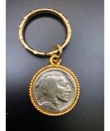 Indian Buffalo Head 1937 Nickel Coin In Vintage Gold-tone Keychain Antiq... - $22.32