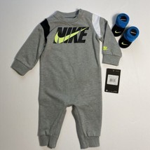 Nike Baby Long Sleeve Coverall Romper One Piece Outfit &amp; Booties 6M - £19.66 GBP