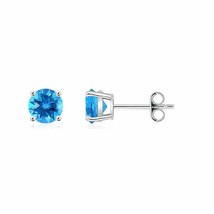 ANGARA Natural Swiss Blue Topaz Stud Earrings in 925 Sterling Silver (Size-5mm) - £127.43 GBP+