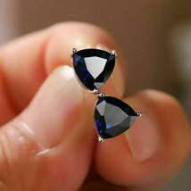 2Ct Trillion Cut Simulated Sapphire Elegant Stud Earrings 14K White Gold Plated - £26.23 GBP