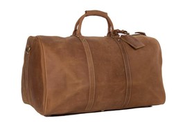 Large Vintage Style Genuine Leather Duffle Bag Weekend Bag - £221.66 GBP