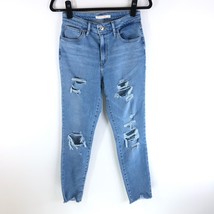 Levis Womens Jeans 721 High Rise Skinny Raw Hem Distressed Medium Wash 27 - £11.36 GBP