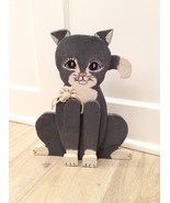 vtg COUNTRY CRITTER KITTY CAT STANDING wood Figure DECOR Collectible - £10.38 GBP