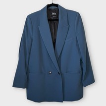 ZARA blue oversized boyfriend blazer plus size XXL contemporary career work - €46,78 EUR