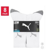 Puma Mens Socks White 8-Pair Crew Moisture Wicking Arch Support Cushioned - $39.99