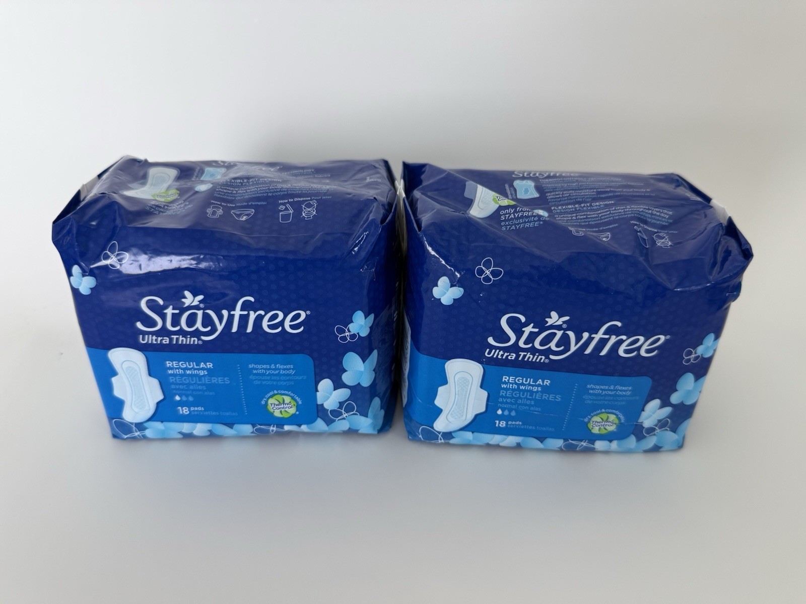 2x Stayfree Ultra Thin Regular Pads With Wings Thermo Control 18ct Each - $34.99