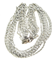 Vintage Celebrity Silvertone Cascade Chain Necklace Eight  Strands 16&quot; - $8.95