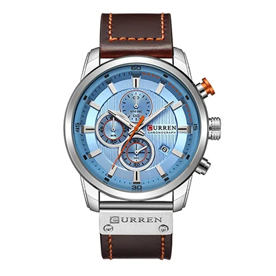 CURREN Brand Chronograph Quartz Watch Men Sports Watches Male Wrist  Silver Blue - $32.80