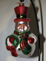 Christopher Radko Xmas Ornament Jovial Roly Poly Snowman Top-Hat Scarf Wreath - £51.95 GBP