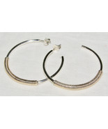 VINTAGE STERLING SILVER + COILED GOLD-TONE WIRES LARGE HOOP EARRINGS - H... - £70.22 GBP
