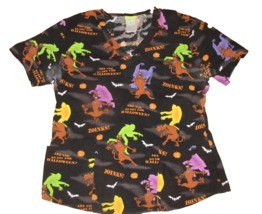 Scooby Doo Black Halloween Nurse&#39;s Scrubs Shirt Top Size M - £11.66 GBP