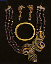 HEIDI DAUS LOT Art Deco Nouveau 3 Pieces  Necklace Earrings Bracelet Crystal - $217.77