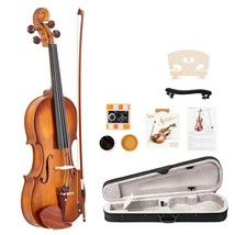 4/4 Natural Violin W/ Case+Bow+Rosin+Shoulder Rest+Tuner Redwood Accessor - $103.99