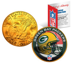Green Bay Packers Nfl 24K Gold Plated Ike Dollar Us Coin * Officially Licensed * - $9.46