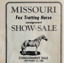 1968 Missouri Fox Trotting Horse Show Fair Advertisement Ava Consignment... - $464.80 MXN 1968 Missouri Fox Trotting Horse Show Fair Advertisement Ava Consignment... - $464.80 MXN