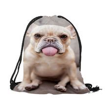 Lively Cute Bulldog Creative 3D Printing Women Men Drawstring Backpack travel so - £13.23 GBP