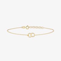 minimalist jewelry 925 sterling silver charm bracelet double rings circles plain - £22.38 GBP