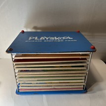 Vintage 70s Playskool Puzzle Rack w/ 12 Wooden Puzzles Disney Barney More - $124.99