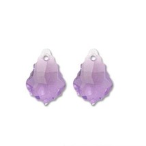 Baroque Swarovski Crystal Pendants Light Amethyst 16mm 2Pcs - $7.66