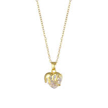 Crystal &amp; 18K Gold-Plated Heart Drip Pendant Necklace - £11.15 GBP