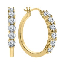 Lab-Created White Sapphire 14K Yellow Gold Plated Hoop Earrings Christmas Gift - £47.12 GBP
