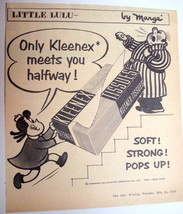 1953 Kleenex Tissues Ad Little Lulu by Marge Only Kleenex Meets You Halfway - £7.18 GBP