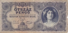 Hungary P117, 500 Pengo  woman with laurel in hair, 1945 - $2.77