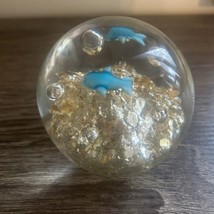 Vintage Art Glass Dolphin Paperweight - $20.57