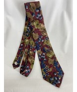Vintage Bugatti Tie Italian Silk USA Made Purple White Blue Teal Floral ... - $14.14 CAD