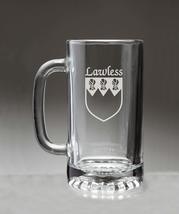 Lawless Irish Coat of Arms Glass Beer Mug (Sand Etched) - $27.72