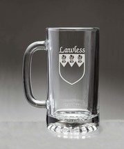 Lawless Irish Coat of Arms Glass Beer Mug (Sand Etched) - £21.83 GBP