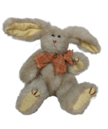 Ty Attic Treasures Brown Easter Bunny Rabbit Bow Jointed Stuffed Animal 9&quot; - $39.60