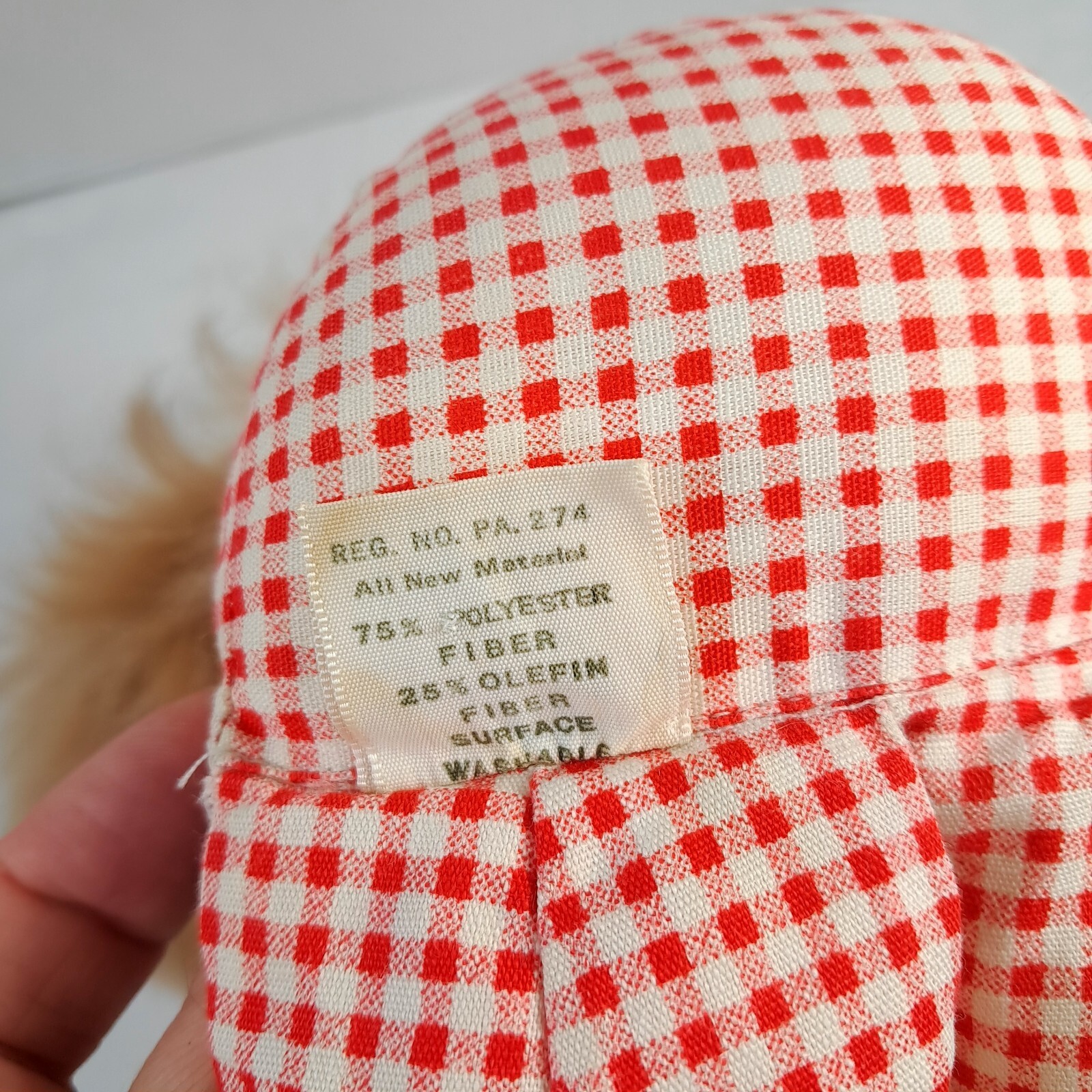 Fisher Price Toys #200 Mary Lapsitter baby Doll red plaid apron 1973 Vintage Item image 8