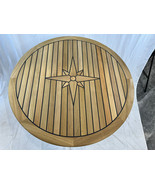 Boat Round Teak Table Top 31.3 Inch Diameter Star Inlay Marine Yacht Car... - $682.48 CAD+