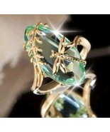 Green Zircon Gold Plated Dragonfly Ring for Women Size 6 - $14.70