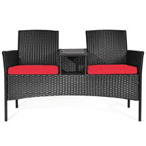 Patio Rattan Furniture Set Sofa-Red - £153.30 GBP