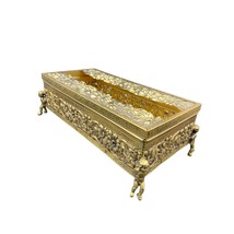 Vintage Cherub Angel Tissue Box Cover Gold Ormolu Baroque Rococo Hollywo... - $98.99