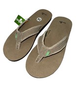 Sanuk Flip Flops Mens 14 Tan Suede Leather Hemp Canvas Comfort Sandals F... - £55.31 GBP