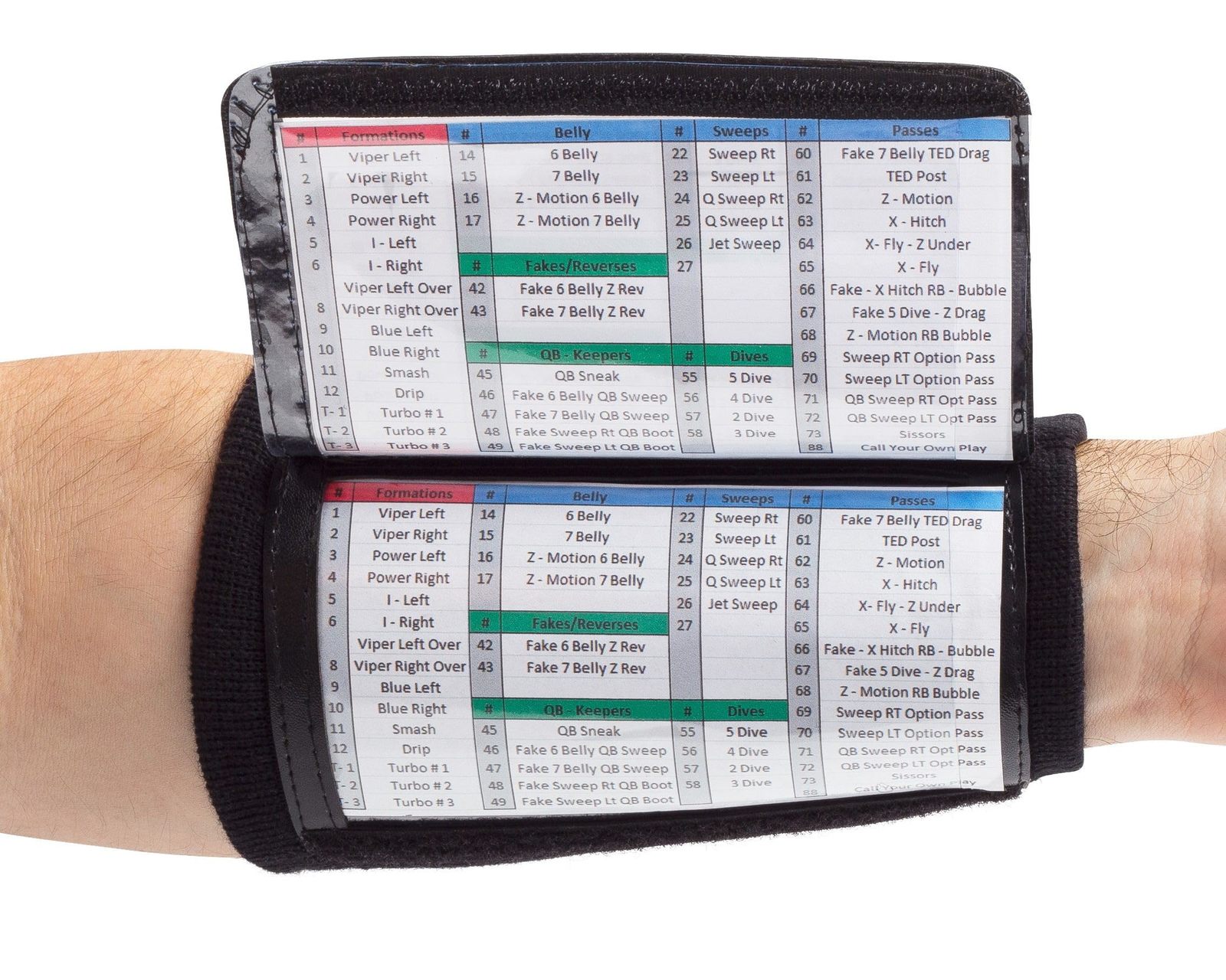 Football Play Wristbands - Adult Quarterback Gear - Wristband Playbook - Softbal