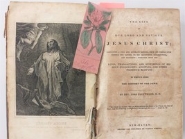 1832 Antique Life Of Christ W School Ticket Orig Art Flower Bookmark Illus Bible - £66.15 GBP
